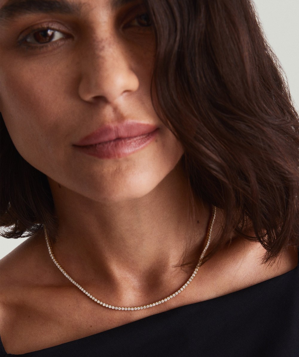 Mejuri Diamond Tennis Necklace 1.8mm - 14k Yellow Gold