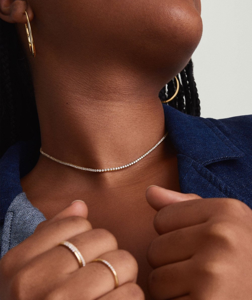 Mejuri Diamond Tennis Necklace 1.8mm - 14k Yellow Gold