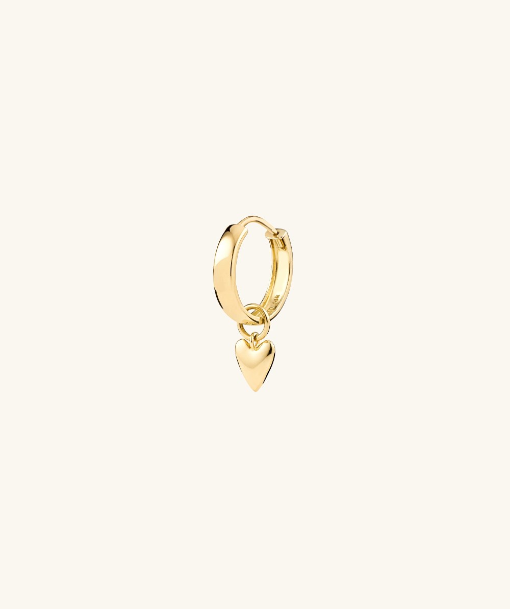 Mejuri Single Mini Heart Hoop Charm - 14k Yellow Gold