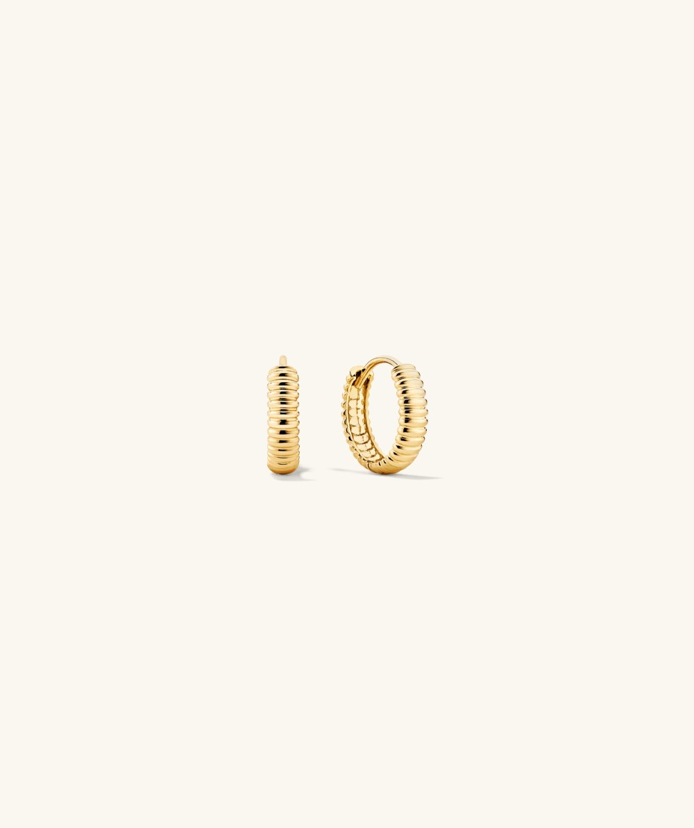 Mejuri Bold Texture Huggie Hoops - 14k Yellow Salmon Gold