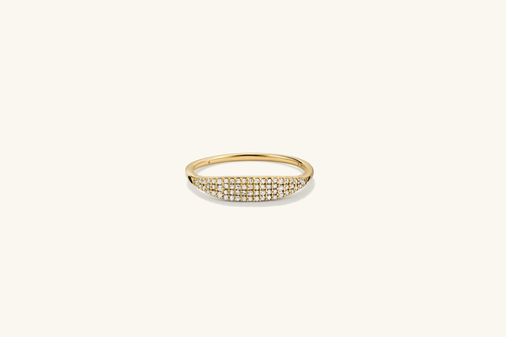 Mejuri Pavé Diamond Slim Signet - 14k Yellow Gold
