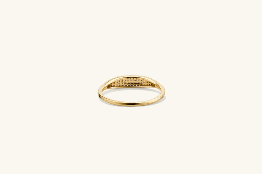 Mejuri Pavé Diamond Slim Signet - 14k Yellow Gold
