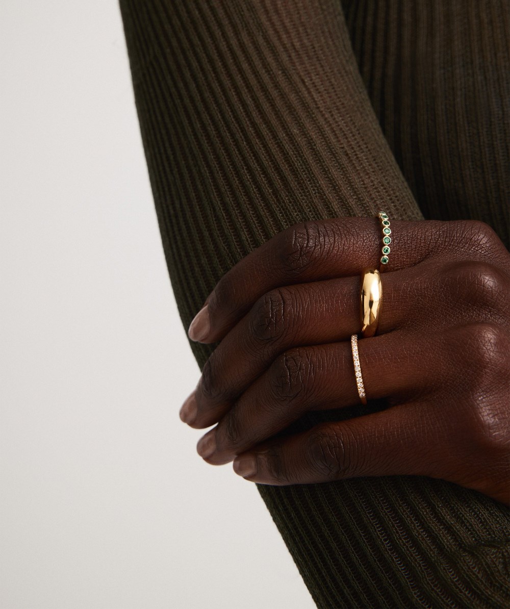 Mejuri Bezel Emerald Half Eternity Band - 14k Yellow Gold