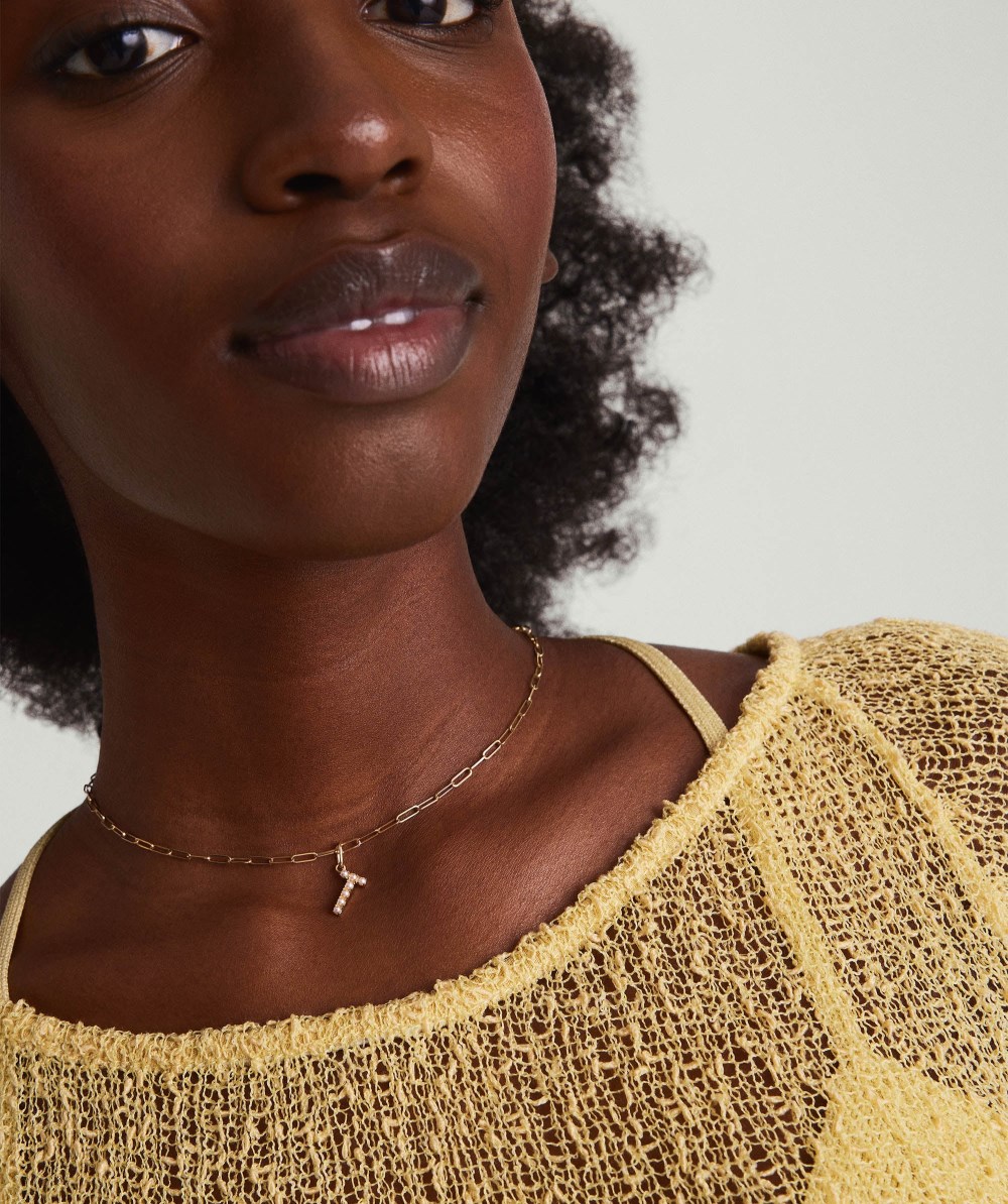 Mejuri Pearl Letter Charm - 14k Yellow Gold