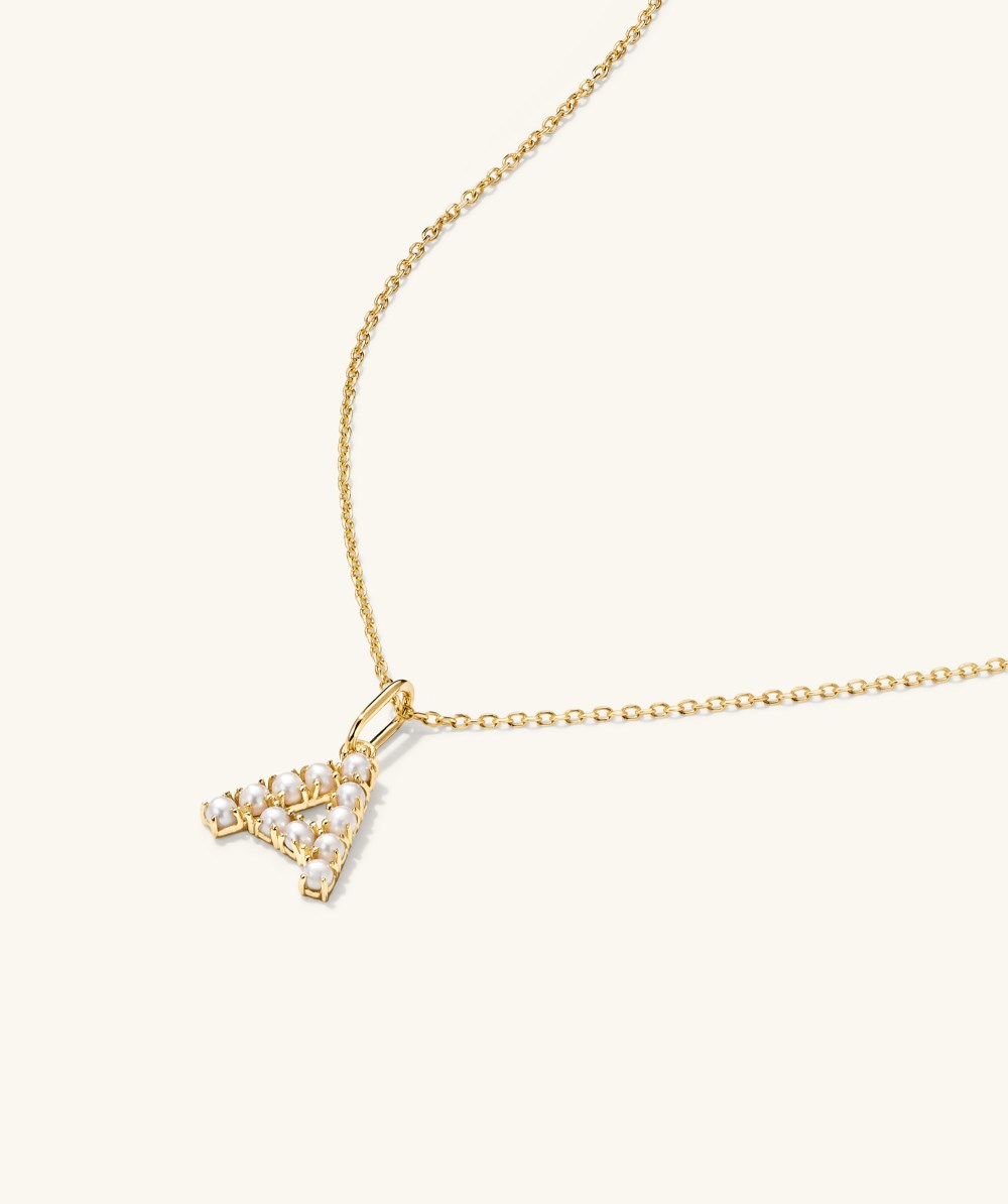 Mejuri Pearl Letter Charm - 14k Yellow Gold