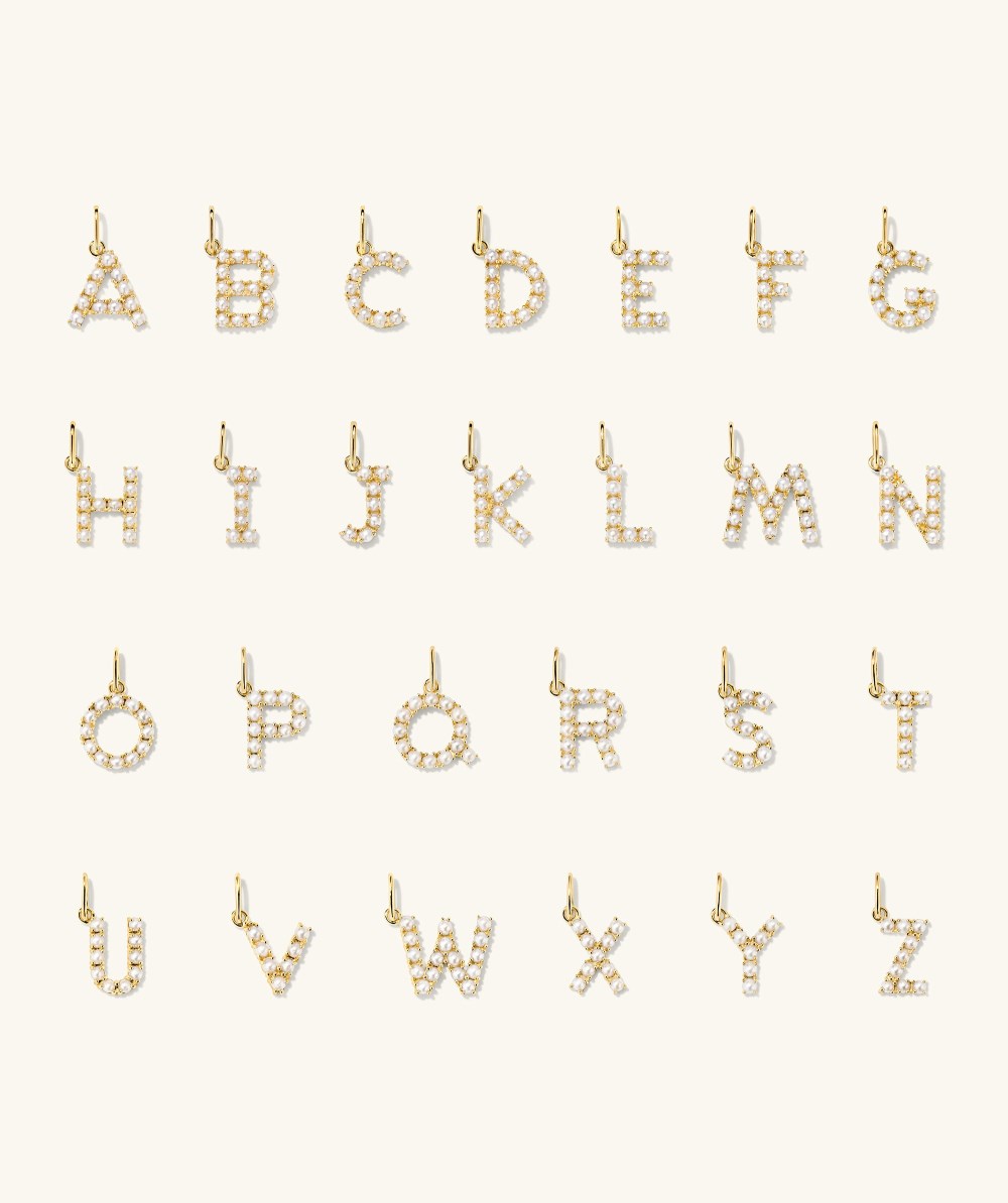 Mejuri Pearl Letter Charm - 14k Yellow Gold