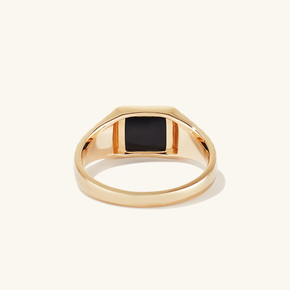 Mejuri Black Onyx Square Signet Ring - 14k Yellow Gold