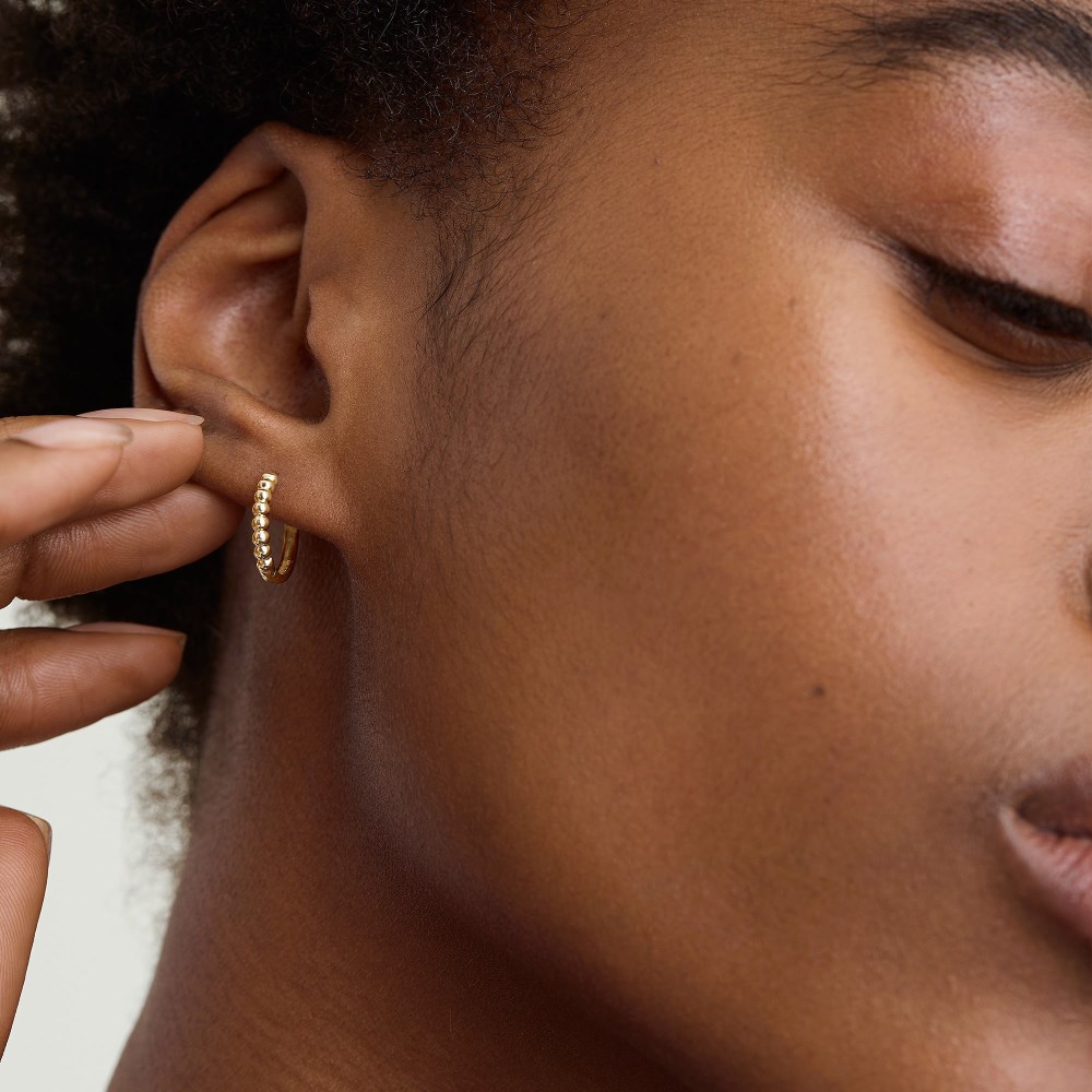 Mejuri Beaded Small Hoops - 14k Yellow Gold