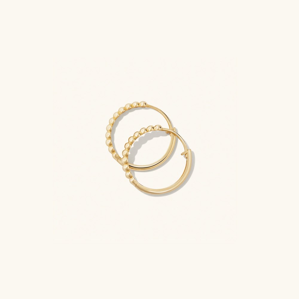 Mejuri Beaded Small Hoops - 14k Yellow Gold