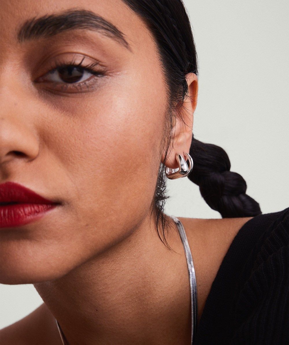 Mejuri Patra Medium Hoops - Sterling Silver