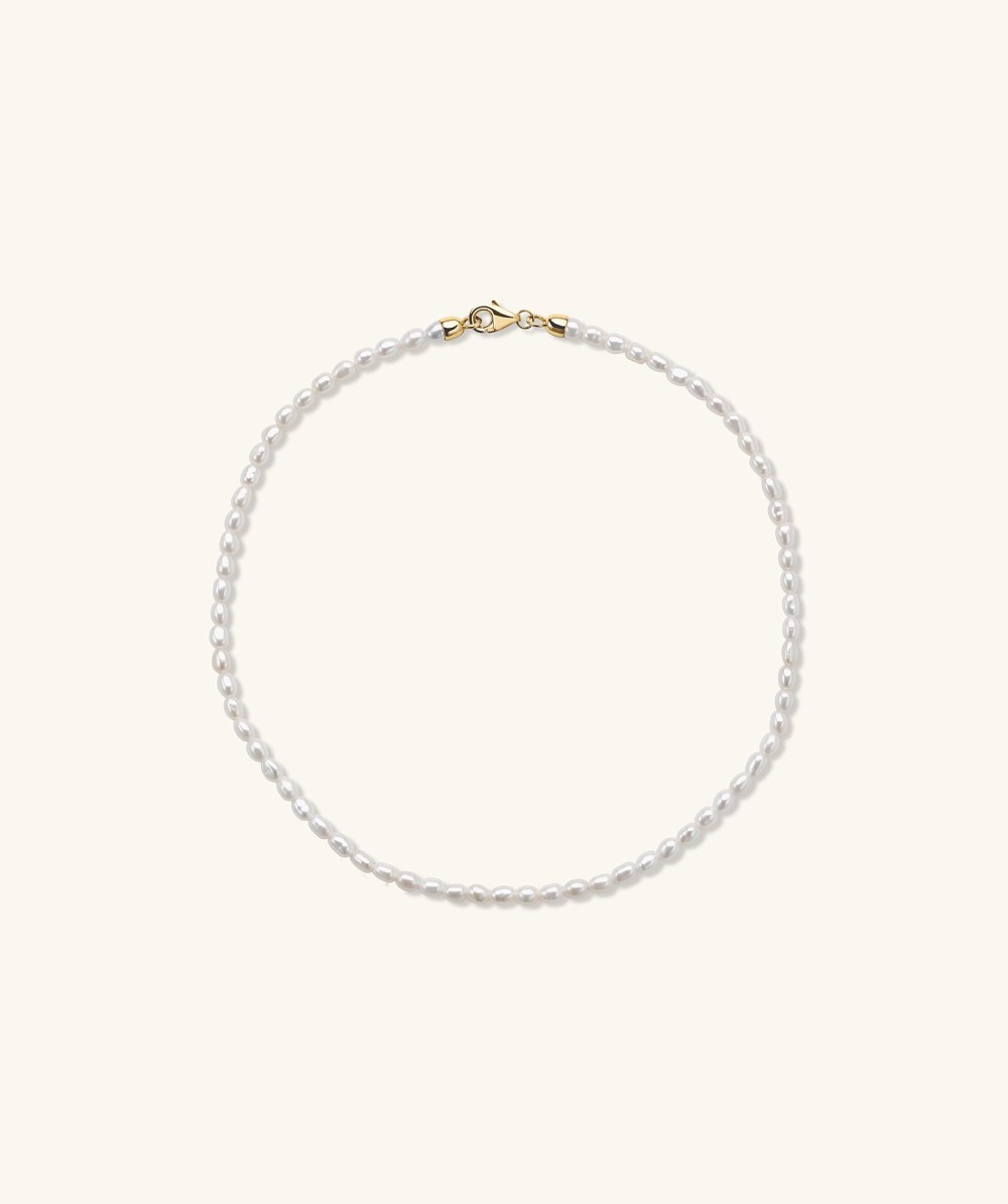 Mejuri Micro Pearl Anklet - 14k Yellow Gold