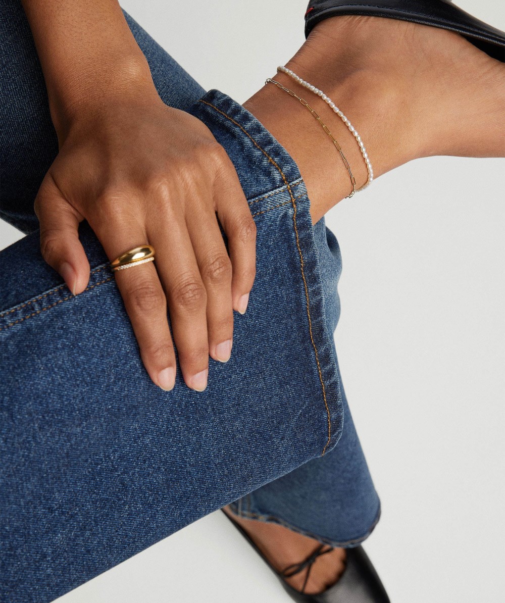 Mejuri Micro Pearl Anklet - 14k Yellow Gold