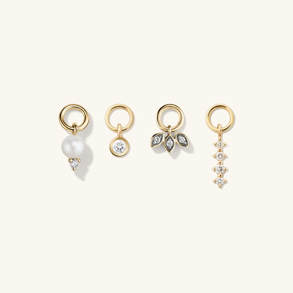 Mejuri Single Triple Marquise Diamond Hoop Charm - 14k Yellow Gold