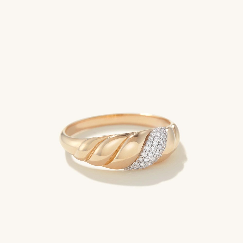 Mejuri Pavé Diamond Croissant Dôme Ring - 14k Yellow Gold