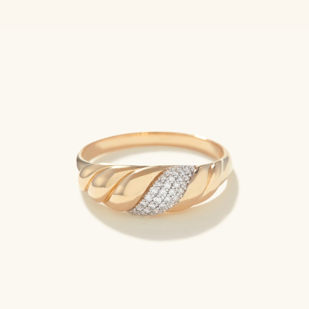 Mejuri Pavé Diamond Croissant Dôme Ring - 14k Yellow Gold