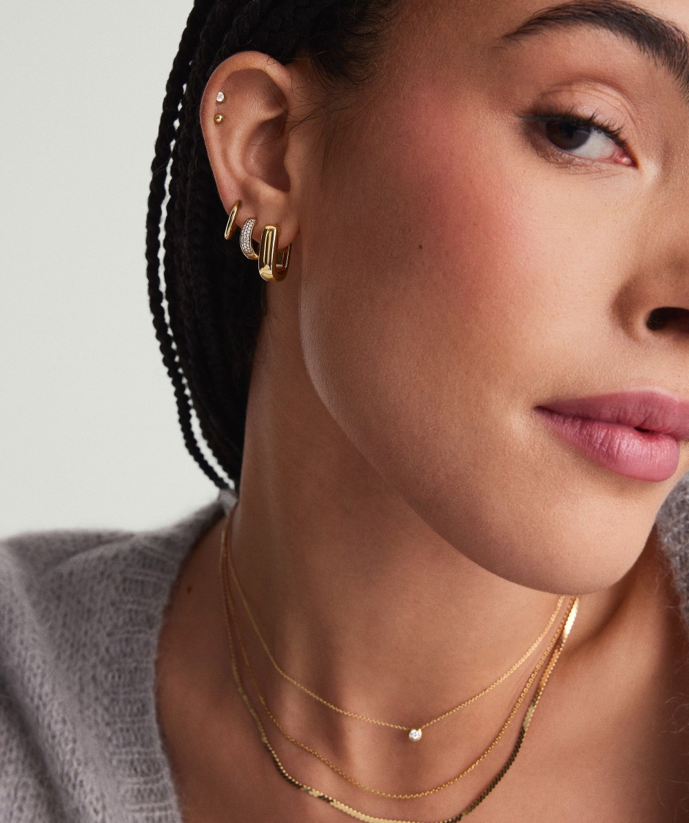 Mejuri Chunky Medium U Hoops - Gold Vermeil