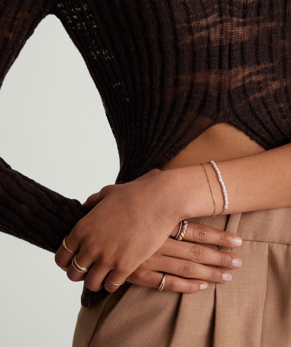 Mejuri Tiny Pearl Bracelet - Gold Vermeil