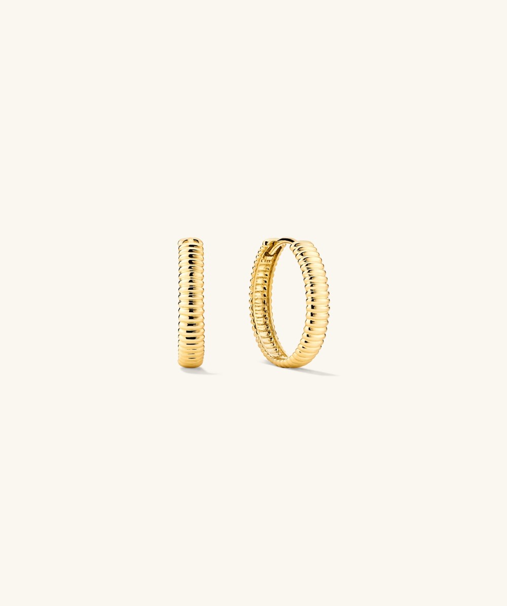 Mejuri Bold Texture Medium Hoops - 14k Yellow Salmon Gold