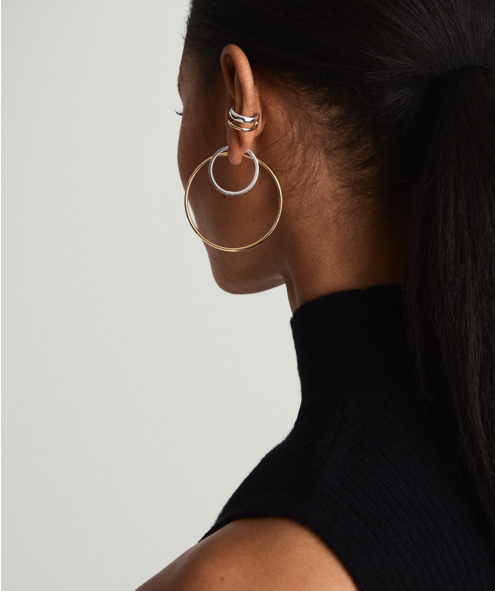 Mejuri Duet Mixed Ear Cuff - Gold Vermeil, Sterling Silver