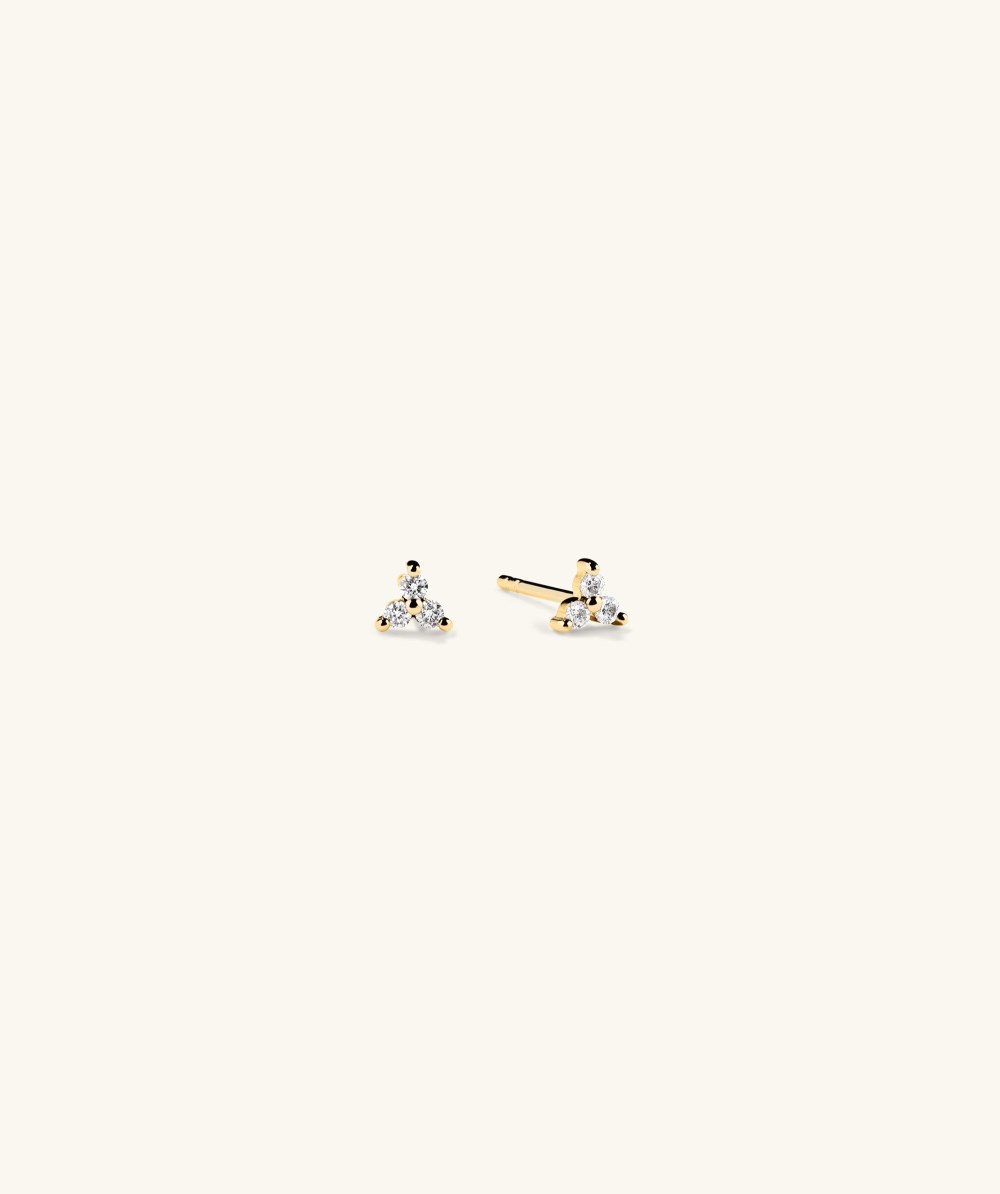 Mejuri Mini Lotus Diamond Studs - 14k Yellow Gold