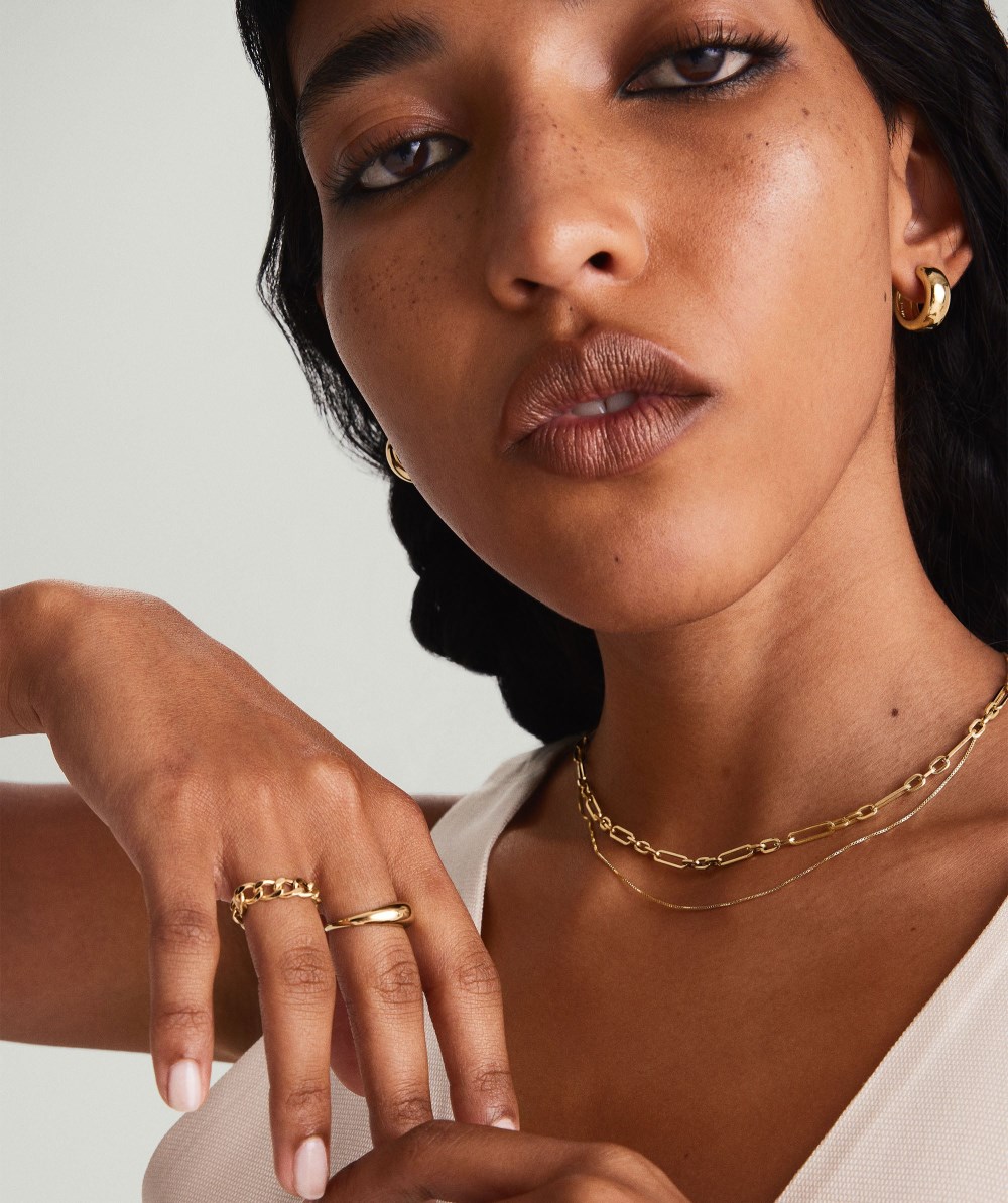 Mejuri Triple Link Paperclip Chain Charm Necklace - 14k Yellow Gold