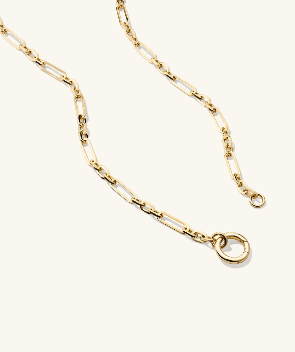 Mejuri Triple Link Paperclip Chain Charm Necklace - 14k Yellow Gold