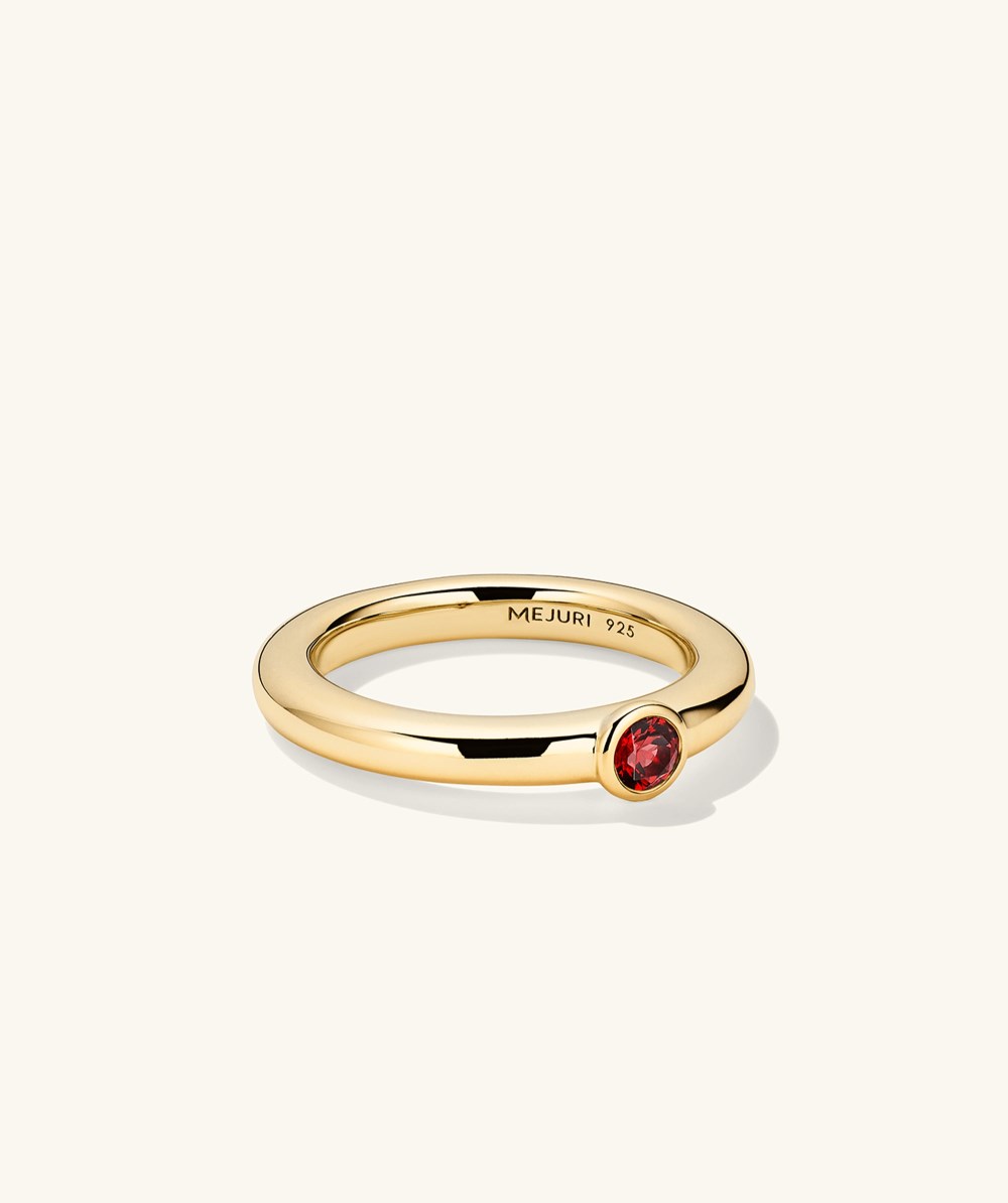 Mejuri Round Gemstone Stacker Ring - Gold Vermeil