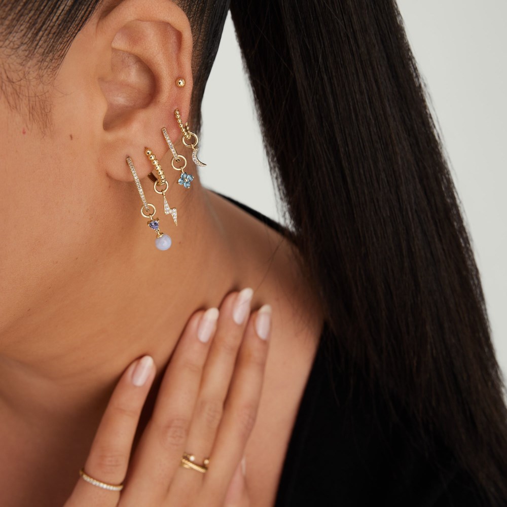 Mejuri Single Gemstone Cluster Hoop Charm - 14k Yellow Gold