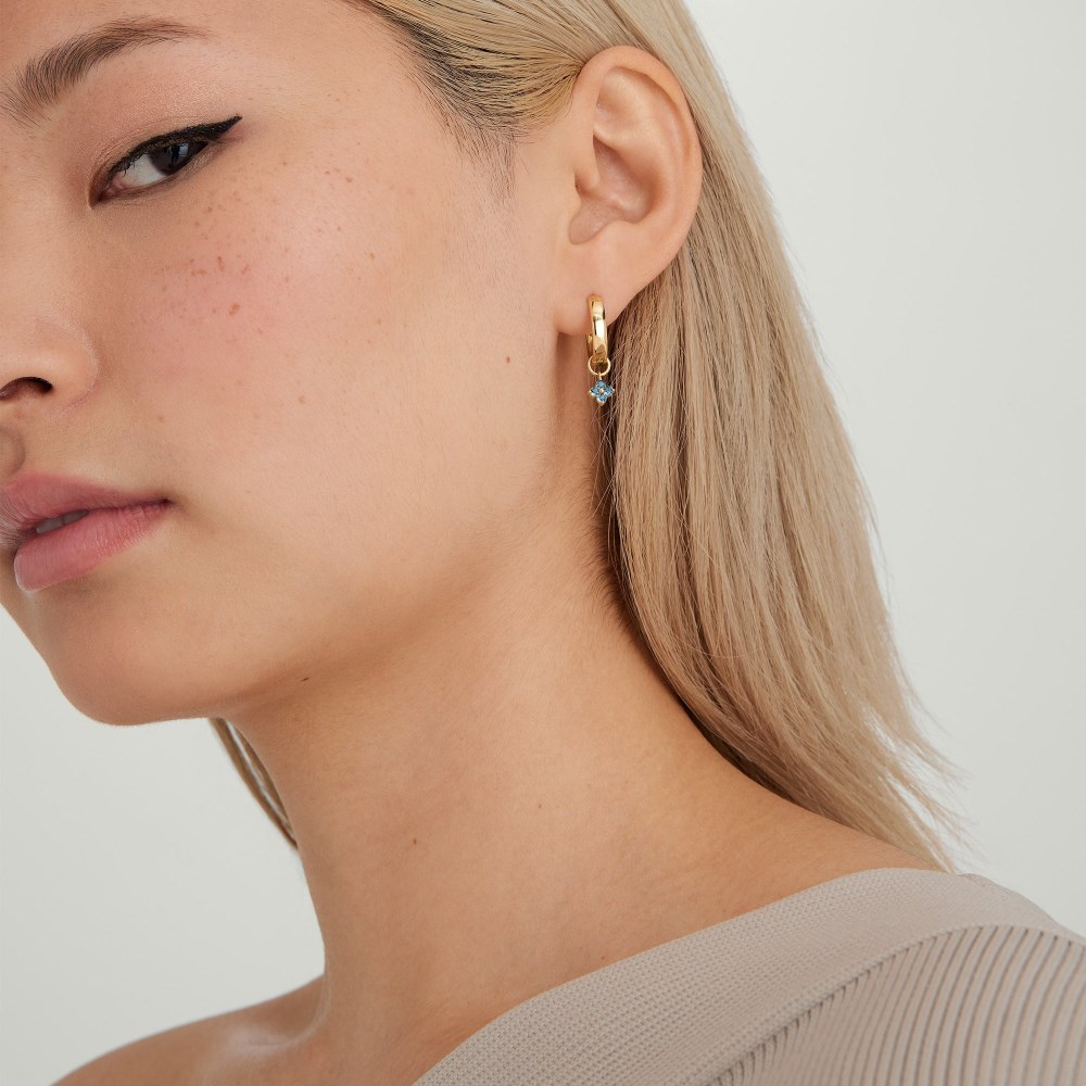 Mejuri Single Gemstone Cluster Hoop Charm - 14k Yellow Gold