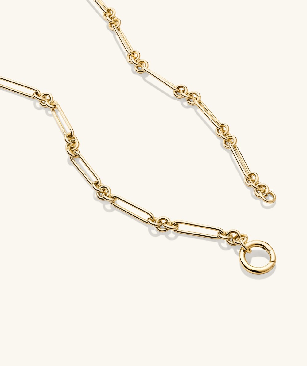 Mejuri Mixed Link Paperclip Chain Charm Necklace - 14k Yellow Gold