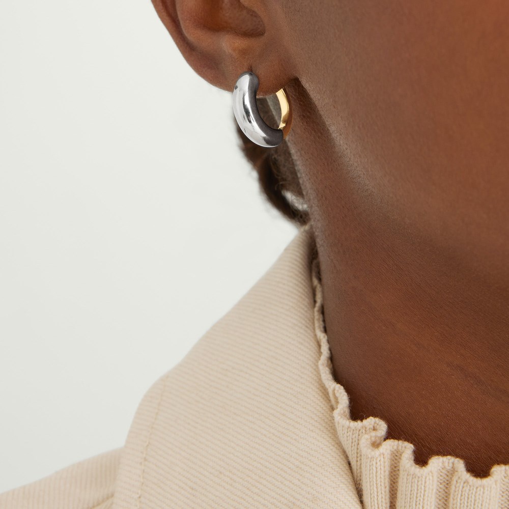 Mejuri Mixed Medium Tube Hoops - Gold Vermeil, Sterling Silver