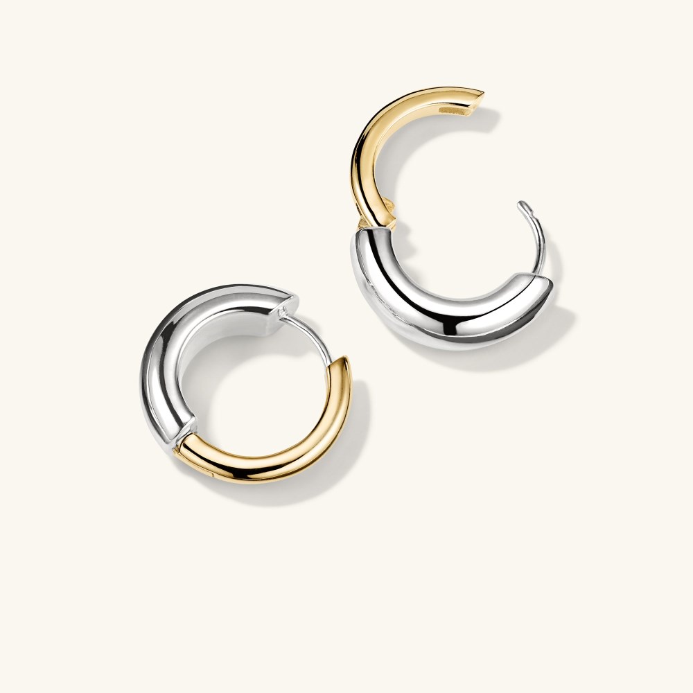 Mejuri Mixed Medium Tube Hoops - Gold Vermeil, Sterling Silver