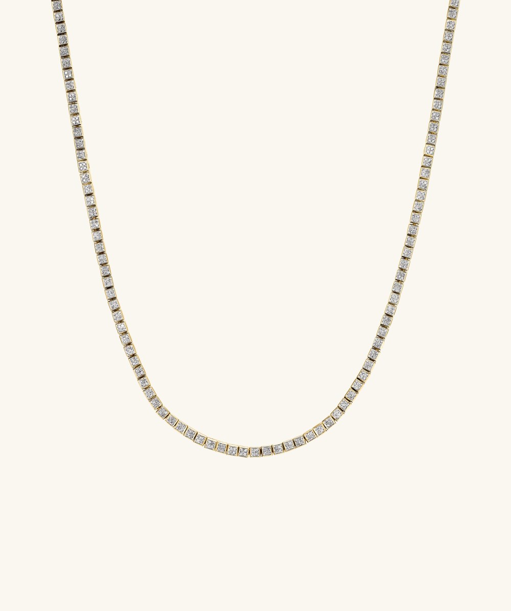 Mejuri Square Micro-Pavé Diamond Tennis Necklace - 14k Yellow Gold