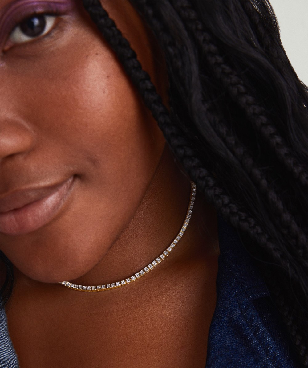 Mejuri Square Micro-Pavé Diamond Tennis Necklace - 14k Yellow Gold