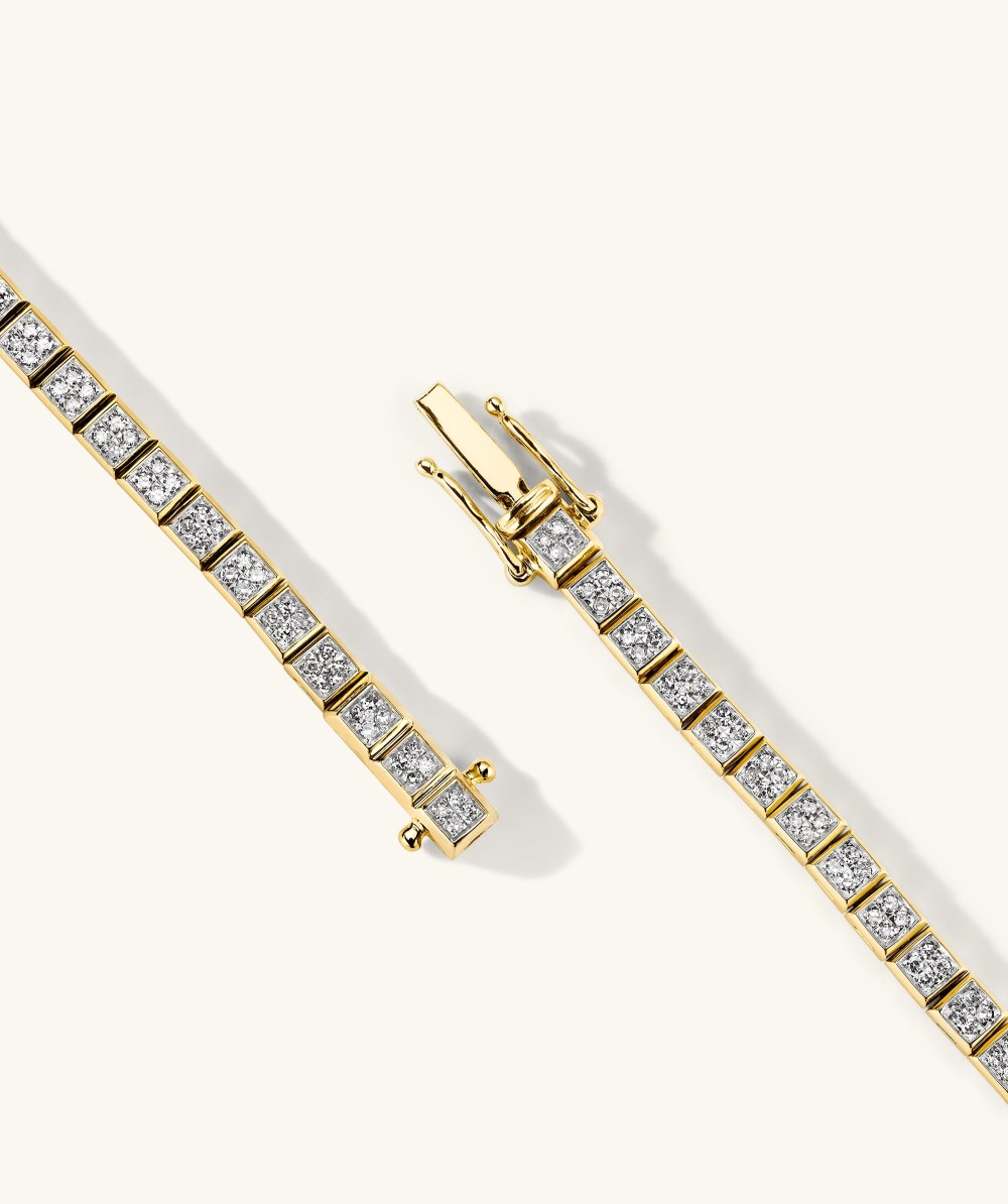 Mejuri Square Micro-Pavé Diamond Tennis Necklace - 14k Yellow Gold