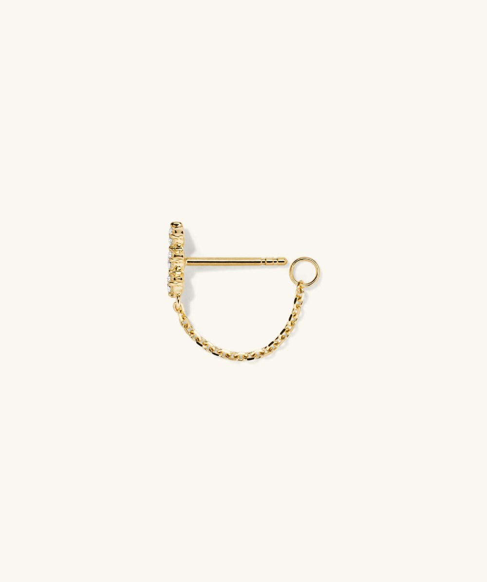 Mejuri Single Diamond Trio Chain Stud - 14k Yellow Gold