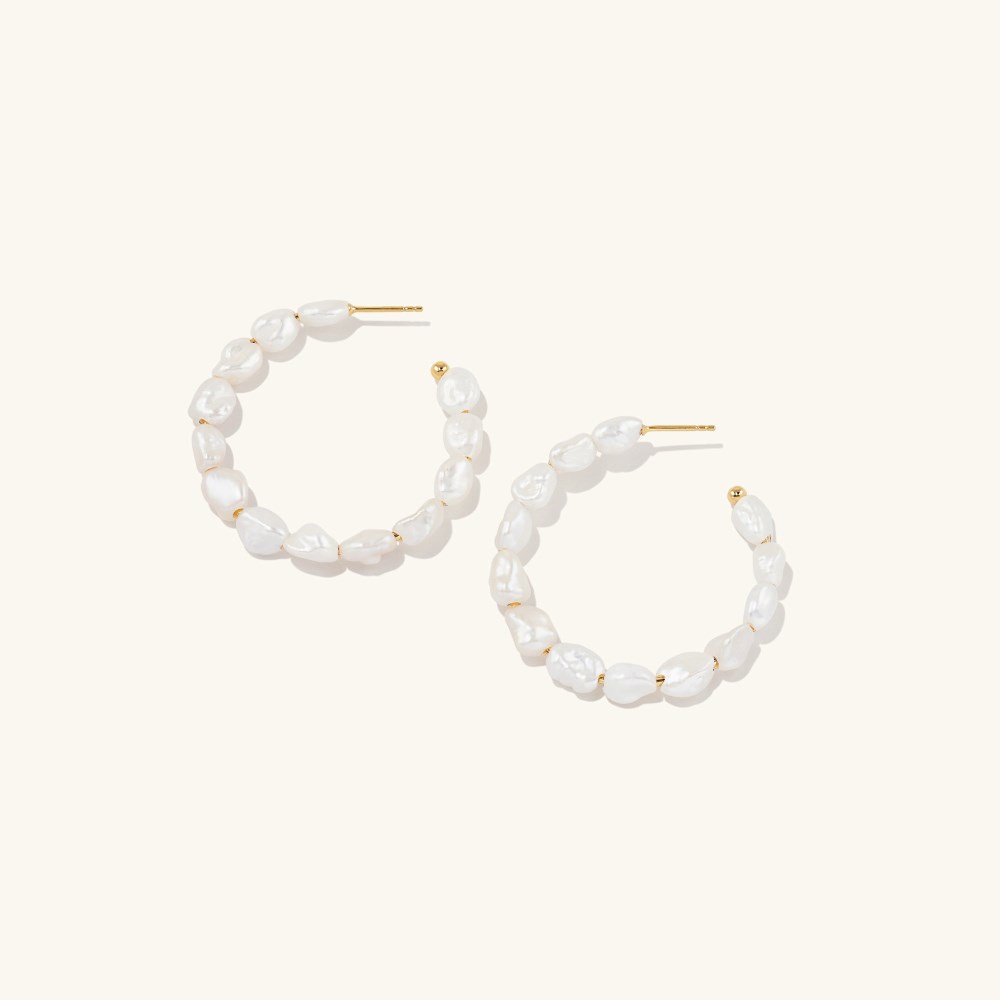 Mejuri Bold Pearl Hoop Earrings - Gold Vermeil