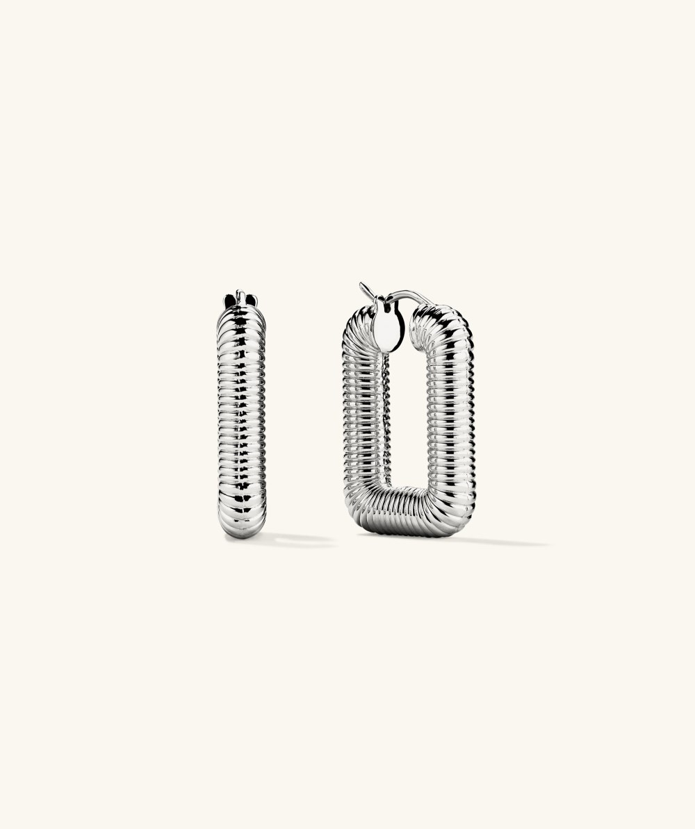 Mejuri Ribbed Oversized Hoops - Sterling Silver
