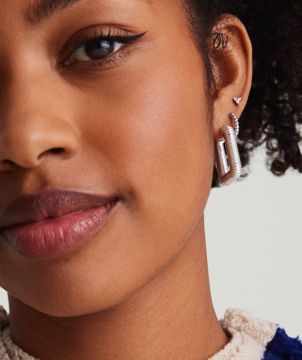 Mejuri Ribbed Oversized Hoops - Sterling Silver