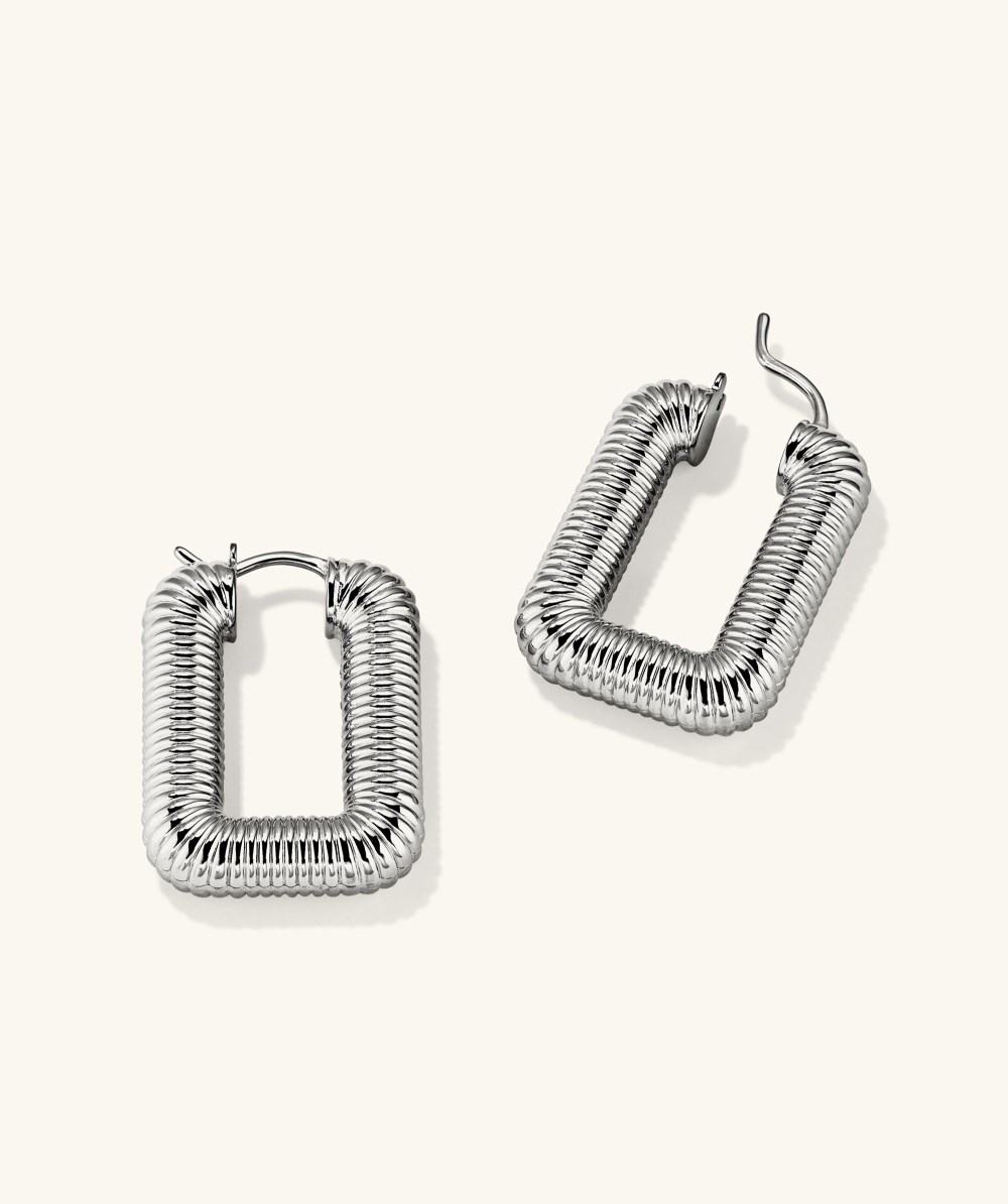 Mejuri Ribbed Oversized Hoops - Sterling Silver