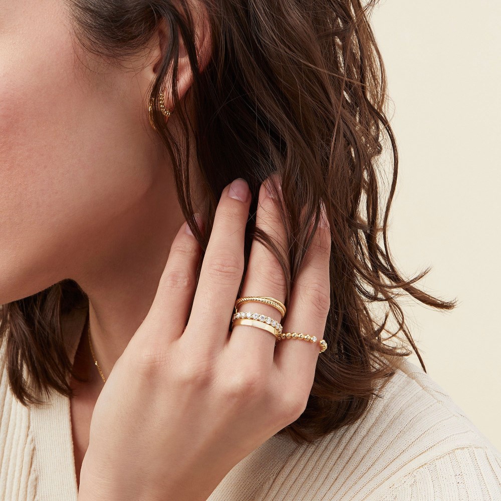 Mejuri Bold Beaded Diamond Open Ring - 14k Yellow Gold