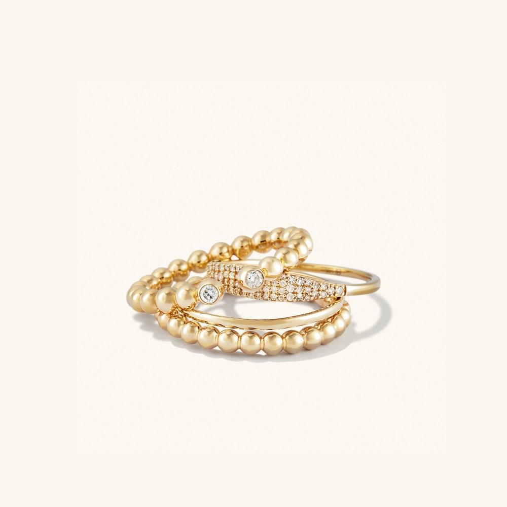Mejuri Bold Beaded Diamond Open Ring - 14k Yellow Gold