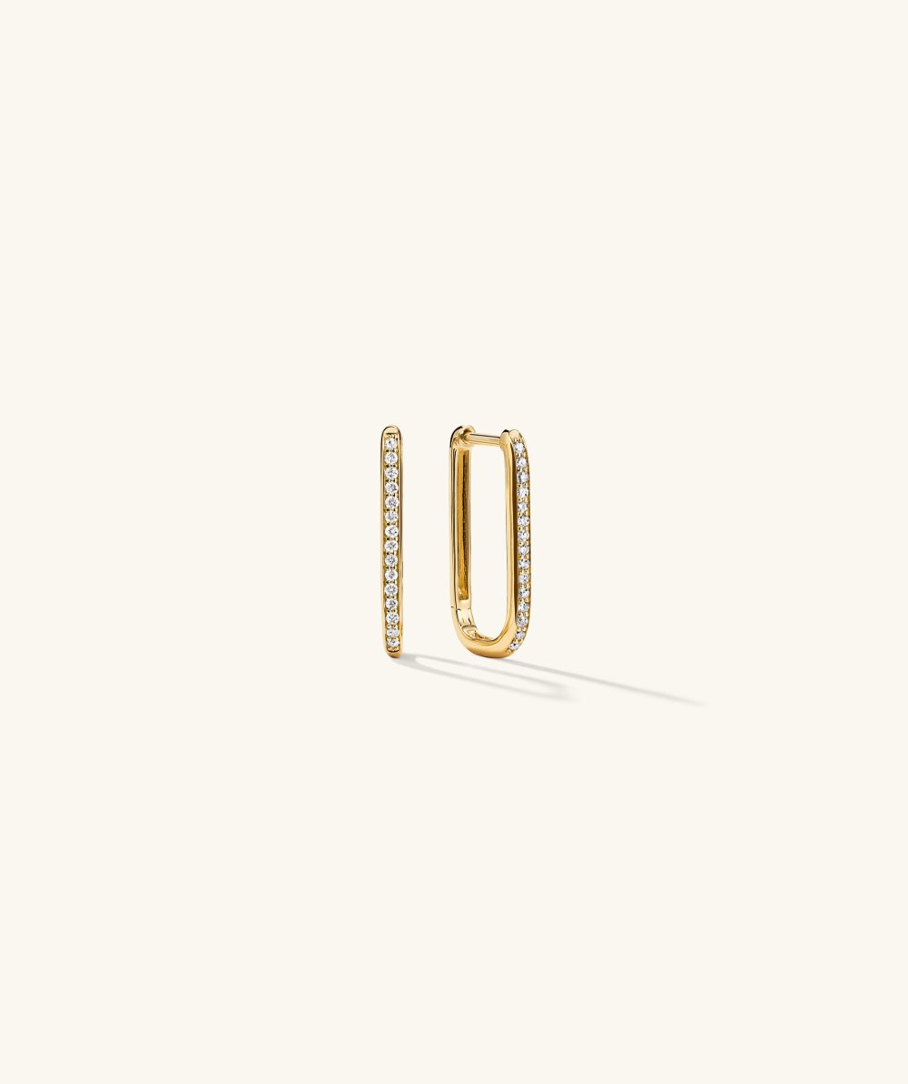 Mejuri Pave Diamond Medium U Hoops - 14k Yellow Gold