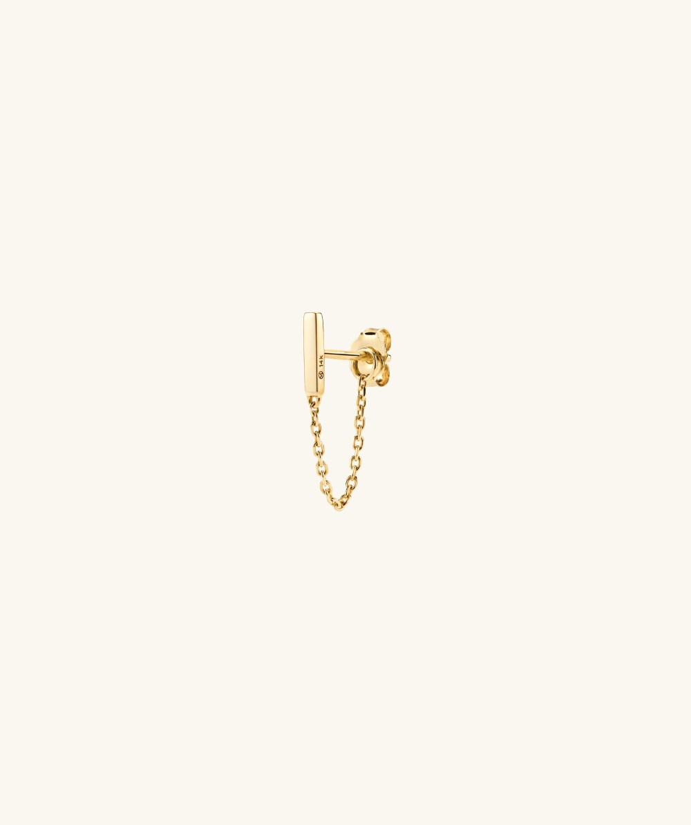 Mejuri Single Bar Chain Stud - 14k Yellow Gold