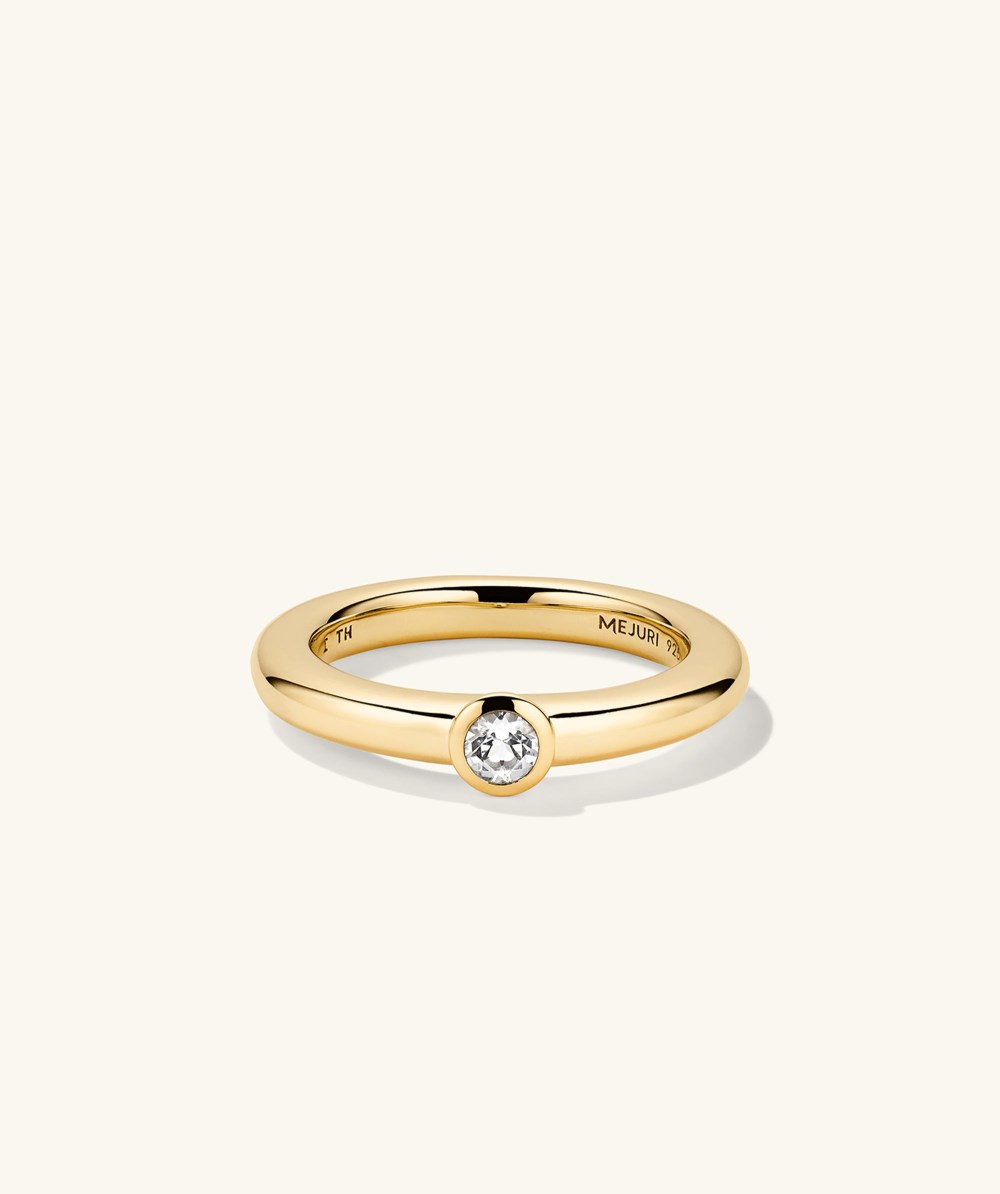 Mejuri Round Gemstone Stacker Ring - Gold Vermeil