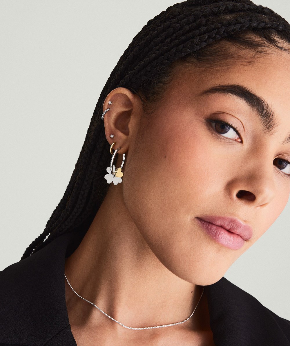 Mejuri Mejuri x GANNI Clover Convertible Hoops - Sterling Silver, Gold Vermeil