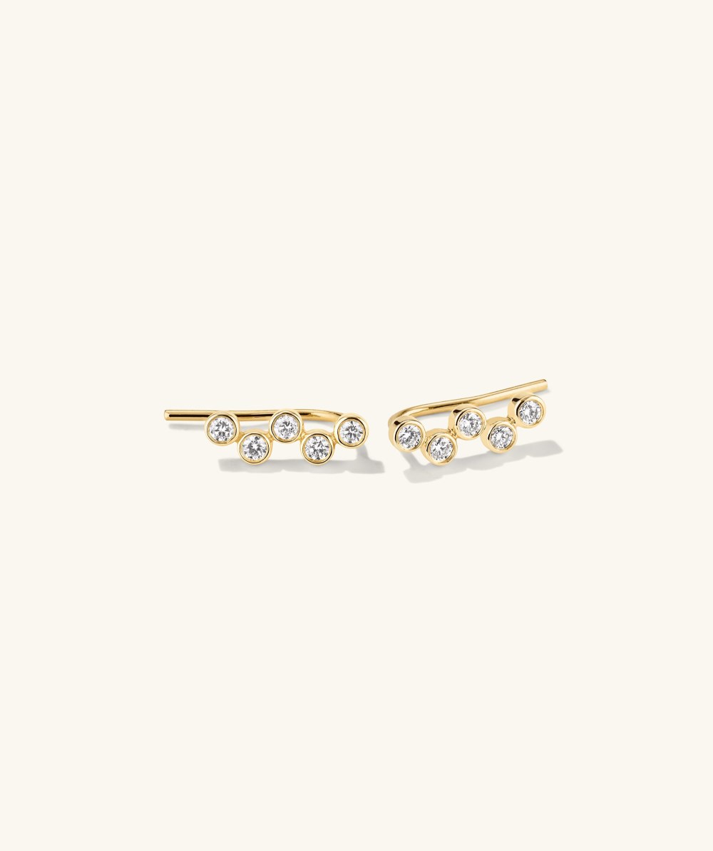 Mejuri Lab Grown Diamond Zig-Zag Climber Studs - 14k Yellow Gold