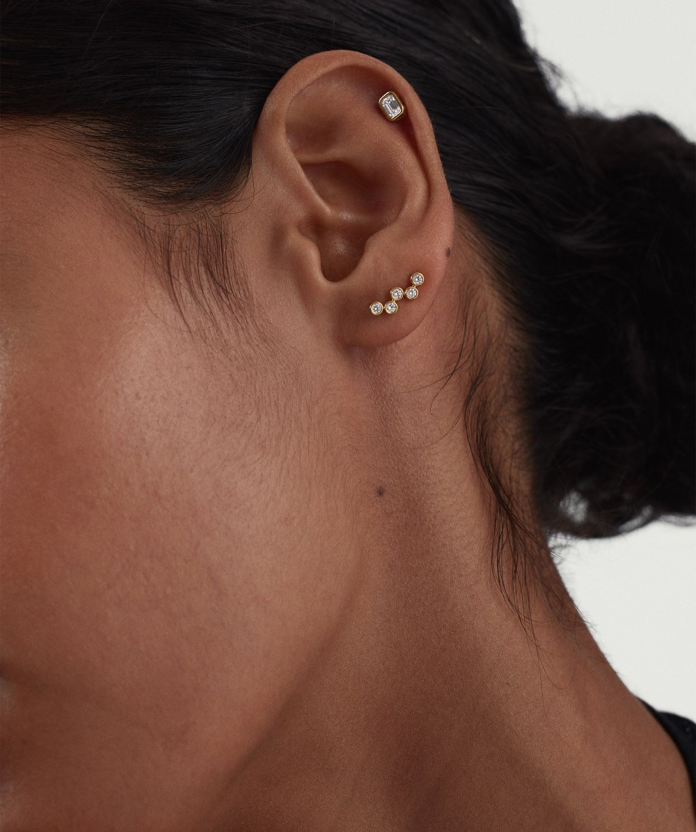 Mejuri Lab Grown Diamond Zig-Zag Climber Studs - 14k Yellow Gold