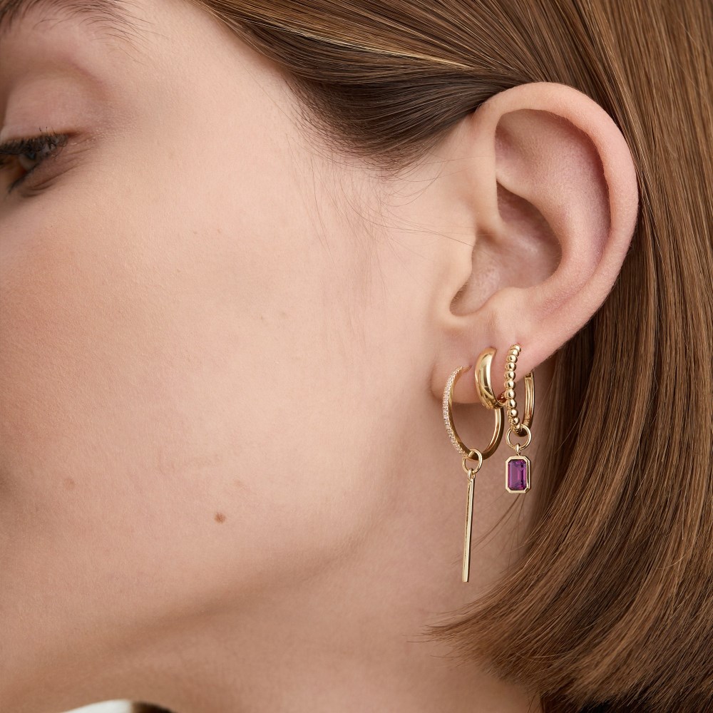 Mejuri Single Bar Hoop Charm - 14k Yellow Gold