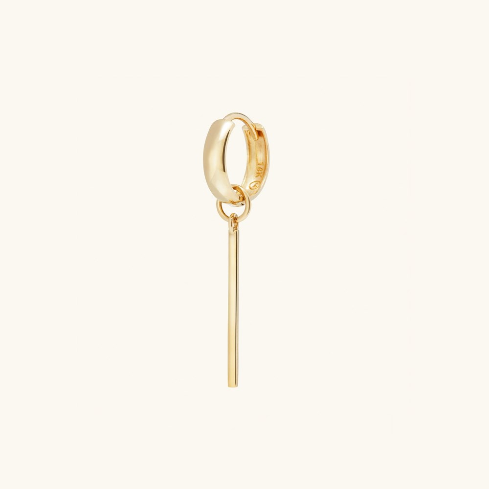 Mejuri Single Bar Hoop Charm - 14k Yellow Gold
